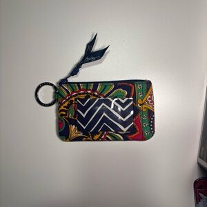 Vera Bradley Navy Multicolor Floral Chevron ID Wristlet